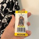 Hurley NEW NWT  Black White Floral Scoop Neck Low Back One Piece Swimsuit Medium Photo 5