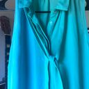 Suzy Shier Women’s Teal Sheer Sleeveless Button Top Size X-Large Photo 3