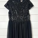 Boohoo  Black Sequin Chiffon Cap Sleeve Formal Maxi Dress, NEW Size 10 MSRP $129 Photo 4