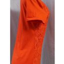 The Loft "" ORANGE LACE FRONT LINED SHORT SLEEVES SCOOP NECK T-SHIRT TOP SIZE: S NWT Photo 1