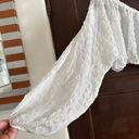 L'Academie  | White Textured Chiffon Drawstring Peasant Sleeve Crop | Size Small Photo 1