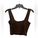 Reformation  Ribbed Set Crop Top And Pants Size Medium Brown Square Neck Pull On Photo 2