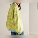 Free People NWOT  We the Free Classic Striped Oversized Crewneck - Lime Combo - L Photo 1