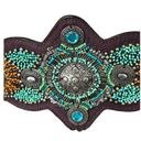 Chico's  Belt Womens M/L Brown Genuine Leather Beaded Snap Adjustable Western Boho Photo 2