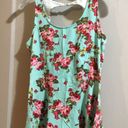 Kirra Teal Floral Peplum Tank Top Small Photo 1