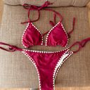 Maroon Embroidered Bikini Set 🪭 Red Photo 0