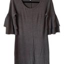 Moa Moa Ruffle Flare Bell Sleeve Dress Tunic Heather Brown Black Soft Size Small Photo 3