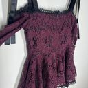 Alexis  Sz XS Krysten Peplum Lace Top Cold Shoulder Tie Crochet Blouse Photo 3