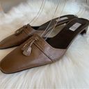 DKNY  City Woman’s Brown Leather Slip On Heel Mule Shoe Size 9 Photo 2