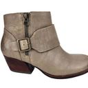 Kork-Ease * Isa Taupe Leather Booties Womens Size 6.5 Moto Buckle Zip Strap Boots Photo 0