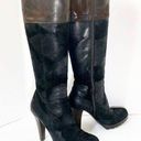 Donald Pliner  Diallo tall boots black, brown hi heel leather suede size 8 Photo 0