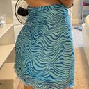 Blue Mini Skirt Sorority Recruitment Boutique Wavy Design Pattern NWOT Photo 1