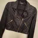 Princess Polly Faux Leather Black Cropped Moto Jacket  Photo 1