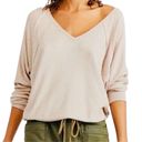 Free People  Santa Clara Dolman Thermal Knit Top Cream Oversize Boho Fairy M, NWT Photo 0