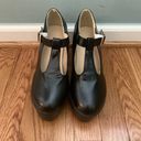 Faux Leather Mary Jane Black Platforms Size 6 Photo 3