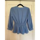 Cynthia Steffe Cece blue ruffled smocked waist blouse xs Photo 5