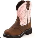 Justin Boots  Gypsy Gemma Pink Brown Bay Apache Short Round Toe Mismatched Flawed Photo 0