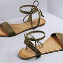 Lace Up Green Sandals Size 7 Photo 1