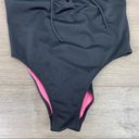 PINK - Victoria's Secret Pink Victoria’s Secret Black Tie Front One Piece Swimsuit Sz.S Photo 3