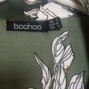 Boohoo  Green Tropical Floral Print Button Down Shirt Photo 3