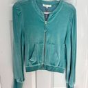 Love Shack Fancy  Aegean Teal Velour Gibbons Track Zip Jacket Photo 9