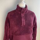 All In Motion  - Women's Snap Front Cozy Sherpa Pullover Sweatshirt Burgundy S Photo 3