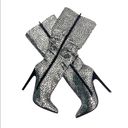 Shoedazzle  Beckey Slouchy Stiletto Boot Faux Leather Silver Foil Size 5.5 New Photo 5