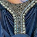 Carmen Marc Valvo  Women’s Blue Beaded Sleeveless Cowl Neck Pullover Top Size S Photo 3