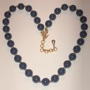Monet  Vintage Navy Blue & Gold Tone Beaded Classic Boho Retro Necklace Photo 5