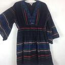 Joie  Sada Black Embroidered Mini Dress Medium Boho Babydoll Tiered Bell Sleeve Photo 8