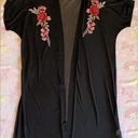 Windsor Black Rose Embroidered Sheer Back Kimono Photo 0