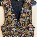 American Vintage Facets 90s Vintage Teddy Bear Tapestry Christmas Vest Size XL Photo 5