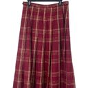 Pendleton Vintage  Skirt Womens 14 Maroon Red Tan Virgin Wool Pleated A-Line Midi Photo 7