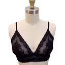 Natori  Lace Bralette Mesh Black Bra Photo 0