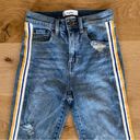 Pistola  Denim Monroe Mid Rise Striped Crop in Blue and Yellow Photo 2