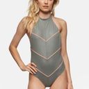 Tavik swim Hannah One Piece Swimsuit in Glossy Pique Cove Grey Slot Seam NWT Photo 1