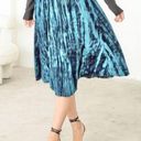 Max Studio  Blue Crushed Velvet Pleated Midi Skirt Size Small Photo 0