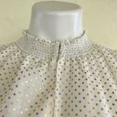 Tommy Hilfiger  Mock neckline ruffle Flutter Sleeve top MEDIUM pin dots off white Photo 5