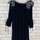 Loft  NWT Navy Lace Appliqué Off the Shoulder Shift Dress Size S Photo 9