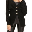 Good American  Cardigan Black Double V-neck Long Ribbed Waist Size 0 Photo 0