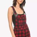 Hot Topic  HT Denim Red Black Plaid Goth Grunge Shortalls Shorts Womens Rock M Photo 0