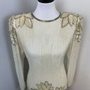 Oleg Cassini Vintage Ivory Black Tie by  Beaded Dress Photo 1