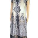 ECI  Art Deco Paisley Print Dress with Dark Grey Embroidered Lace Trim Size XL Photo 11