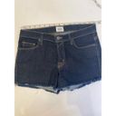 Hudson Jeans Hudson Dark Blue Wash Button Fly Raw Hem Denim Jean Shorts EUC Sz 26 Midrise Photo 8