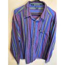 Basic 955 Jeans Bright Colorful Vintage Denim Striped Long Sleeve Button Up XL Photo 3