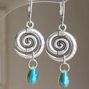 Handmade fairy whimsical boho style swirl spiral dangle earrings ⭐️🍃🌀 Photo 1