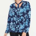 Jason Wu J  City Long Sleeve Mock Neck Shirt Blue Floral M Photo 0