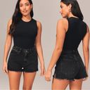 Abercrombie & Fitch  The Mom Short High Rise Curve Love Black 30 Shorts Raw Hems Photo 0