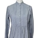 Nili Lotan Micro Stripes Popover Shirt High Low Essentials Classic Womens Size S Blue Photo 1