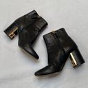 Tory Burch  black leather gold hardware trim Gigi ankle boots Photo 2